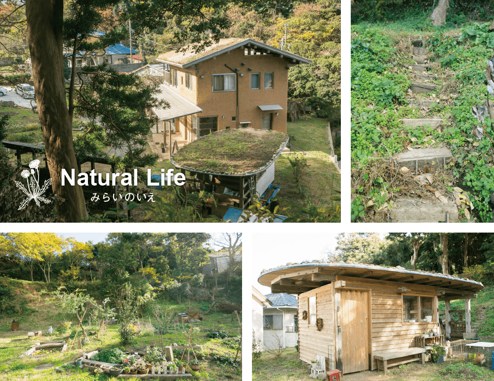 story5 自然の中にとけこむ土壁と草屋根の家。